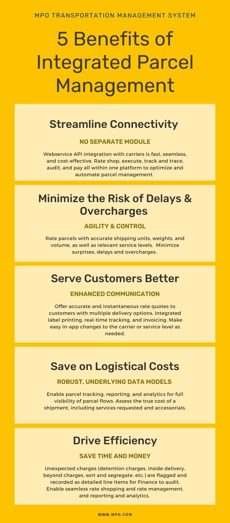 MPO Parcel Management Benefits Infographic
